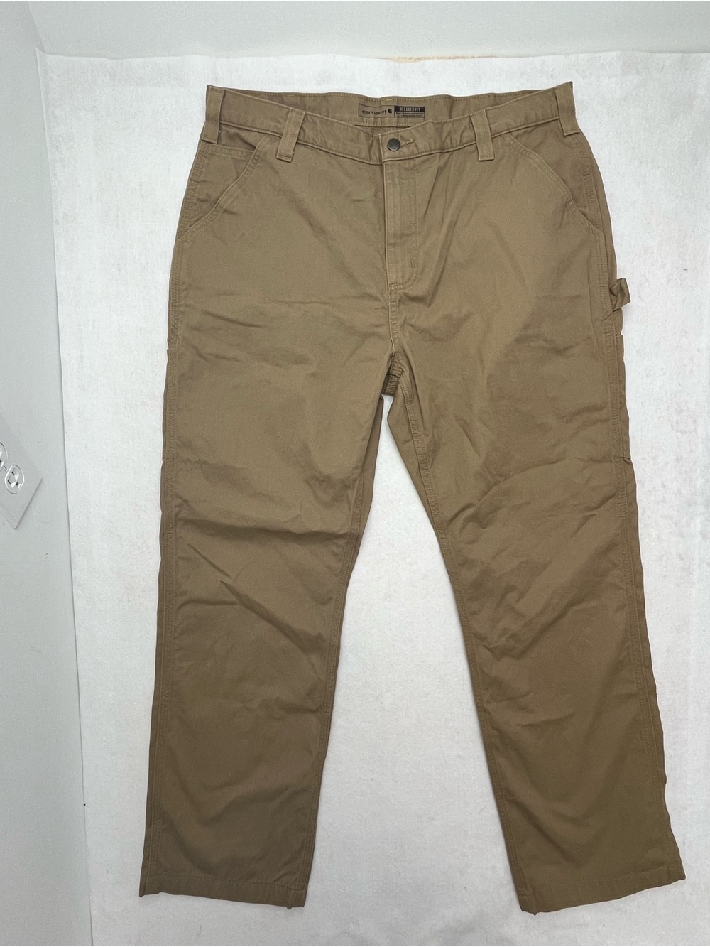 Carhartt Mens Utility Dark Khaki Relaxed Fit Twill Cargo Work Pants 38x32  NWT